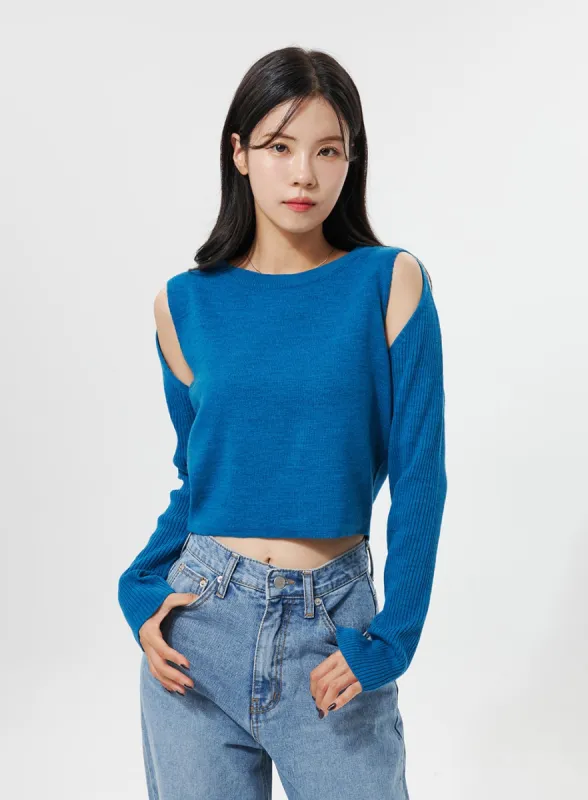 Cut-Out Shoulder Sweater OO312 sold by Lewkin