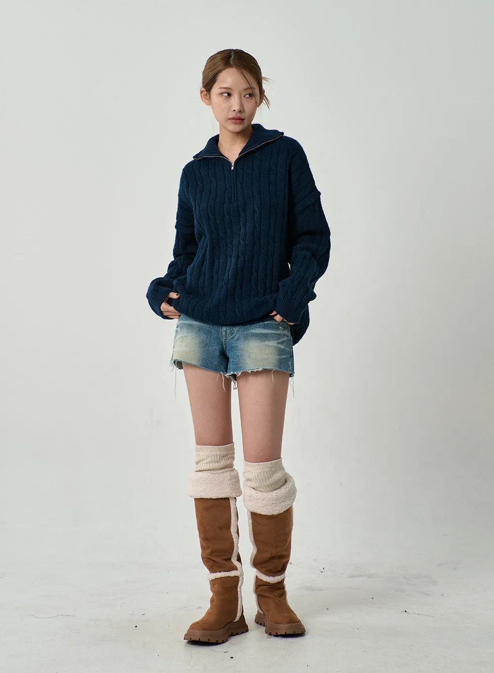 Washed Denim Shorts CD12 sold by Lewkin