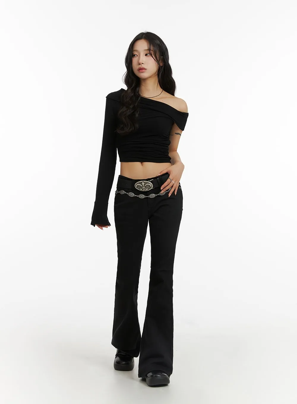 Slim Fit Bootcut Pants CJ416 sold by Lewkin product image thumbnail 2