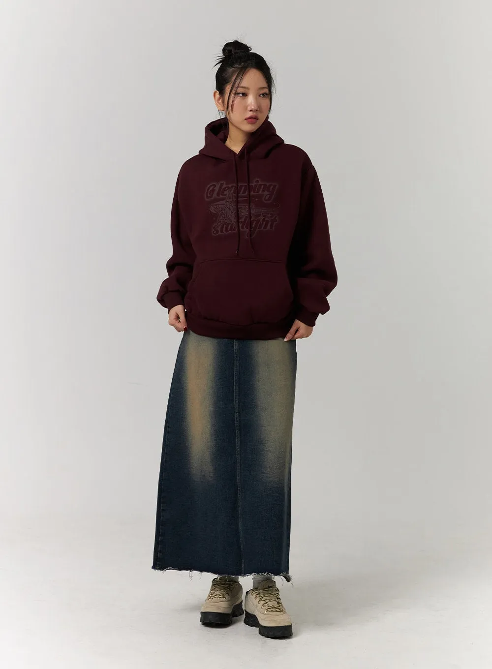 A-Line Distressed Denim Maxi Skirt CD329 sold by Lewkin product image thumbnail 2