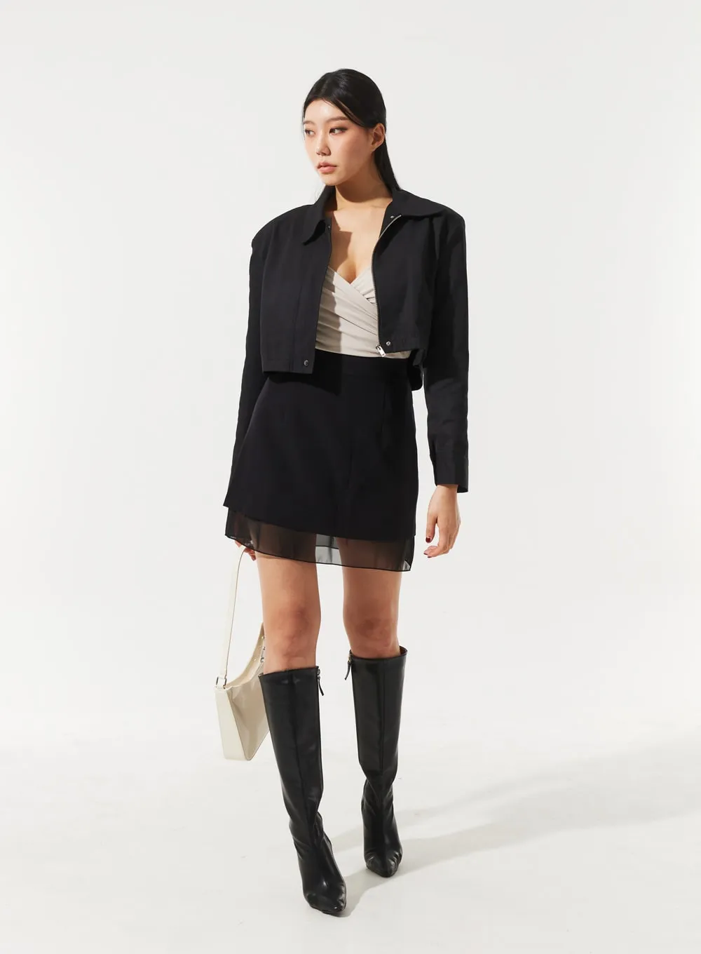Zip-Up Cropped Jacket IM329 sold by Lewkin product image thumbnail 2