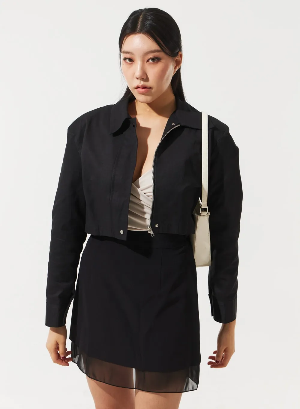 Zip-Up Cropped Jacket IM329 sold by Lewkin product image thumbnail 5