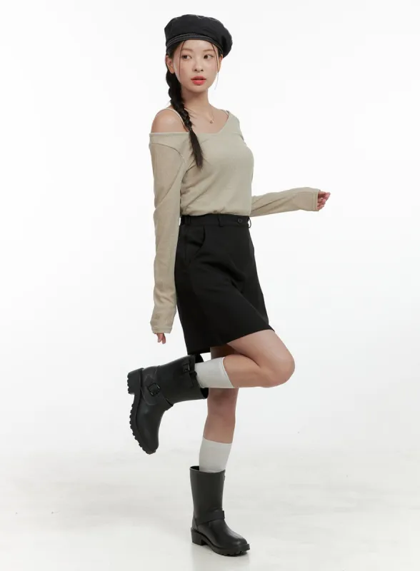 Back Banded Mini Skirt OL411 sold by Lewkin