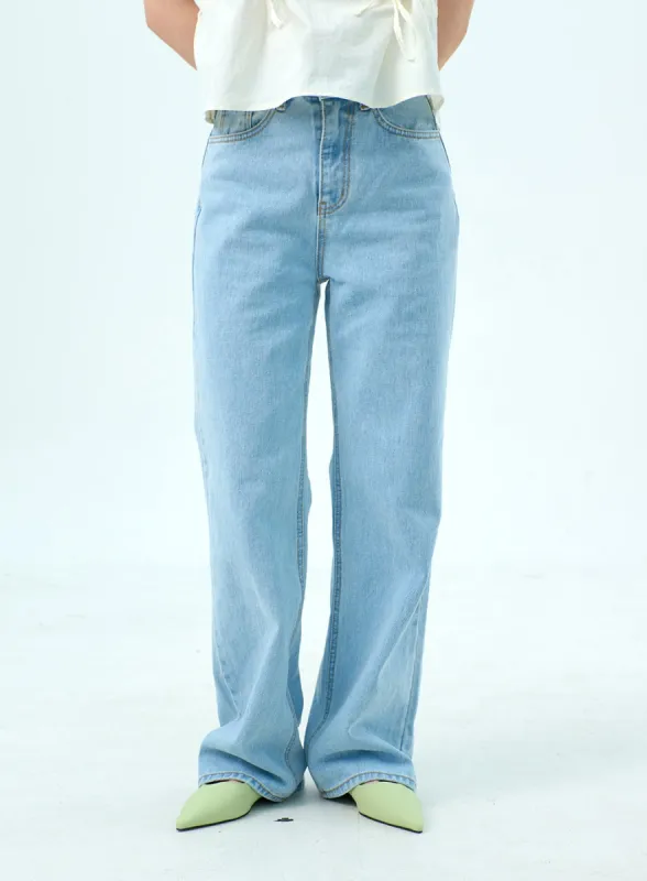 Wide Light Wash Jeans OY318 sold by Lewkin
