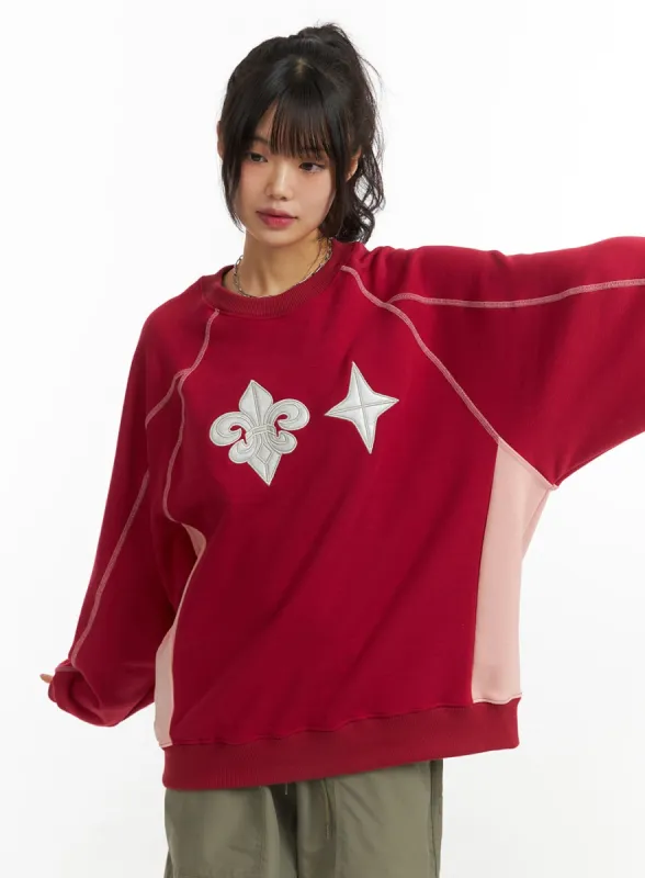 Graphic Color Block Sweatshirt CJ412 sold by Lewkin