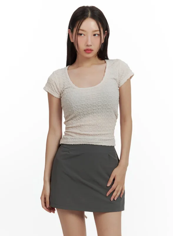 U-Neck Open Back Crop Tee CU420 sold by Lewkin
