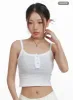 Solid Buttoned Cotton Cami Crop Top OA416 sold by Lewkin