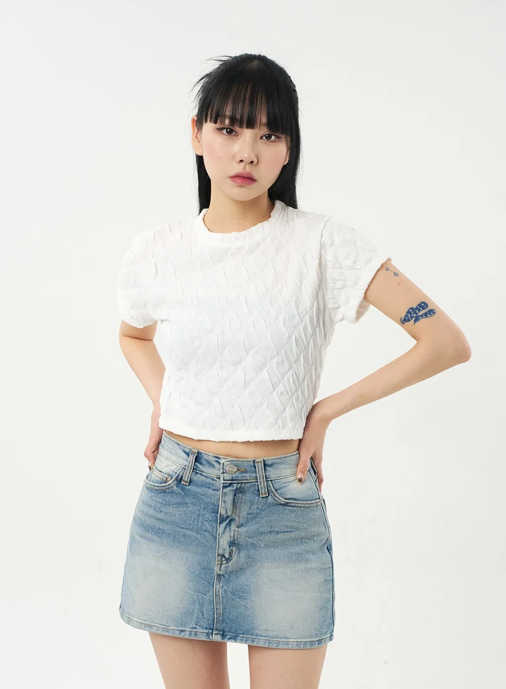 Quilted Cropped Tee CA328 sold by Lewkin product image thumbnail 5