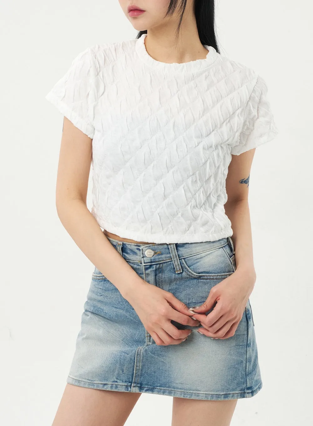 Quilted Cropped Tee CA328 sold by Lewkin product image thumbnail 2