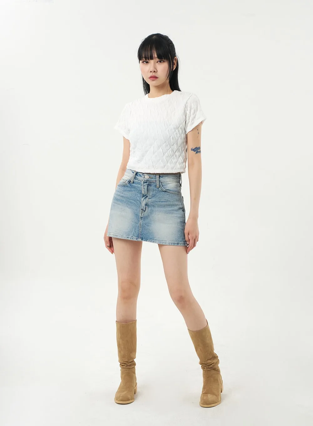 Quilted Cropped Tee CA328 sold by Lewkin product image thumbnail 3