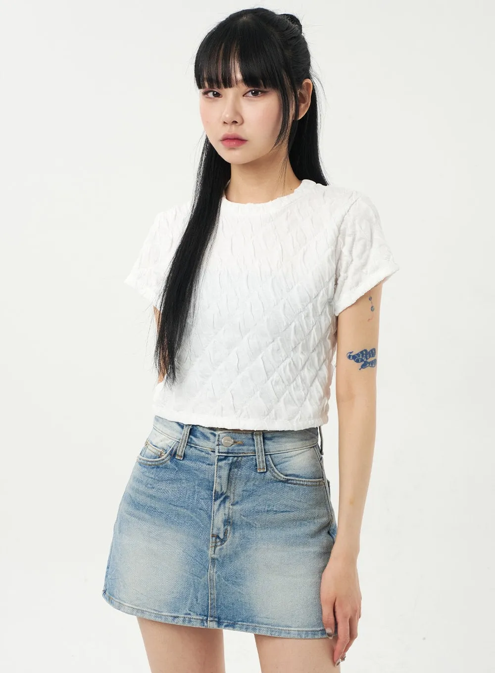 Quilted Cropped Tee CA328 sold by Lewkin