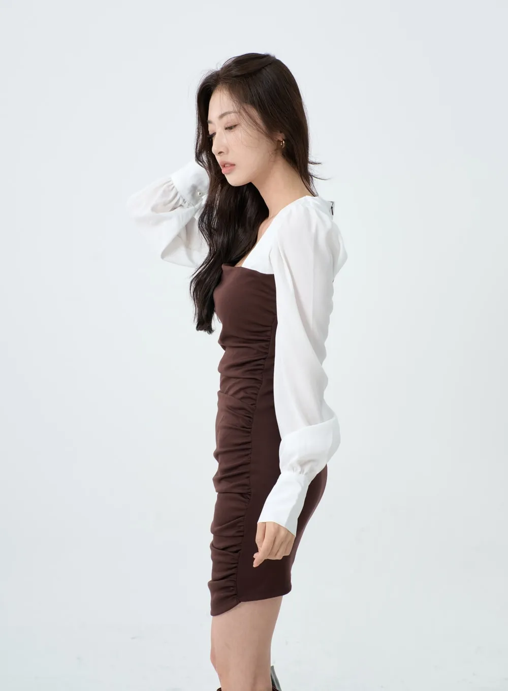 Elegant Square Neck Ruffle Pencil Mini Dress IO19 sold by Lewkin product image thumbnail 3