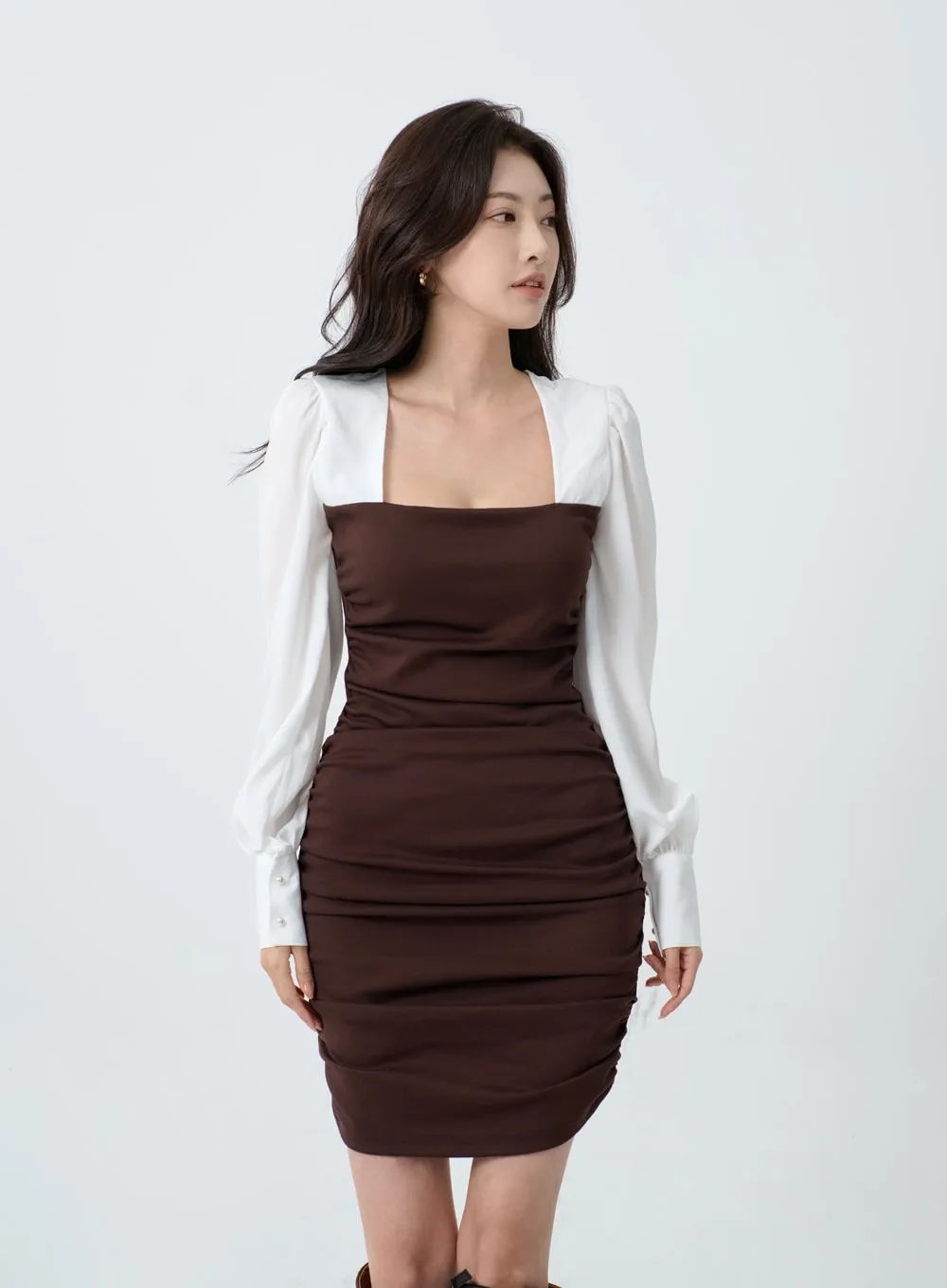 Elegant Square Neck Ruffle Pencil Mini Dress IO19 sold by Lewkin product image thumbnail 2