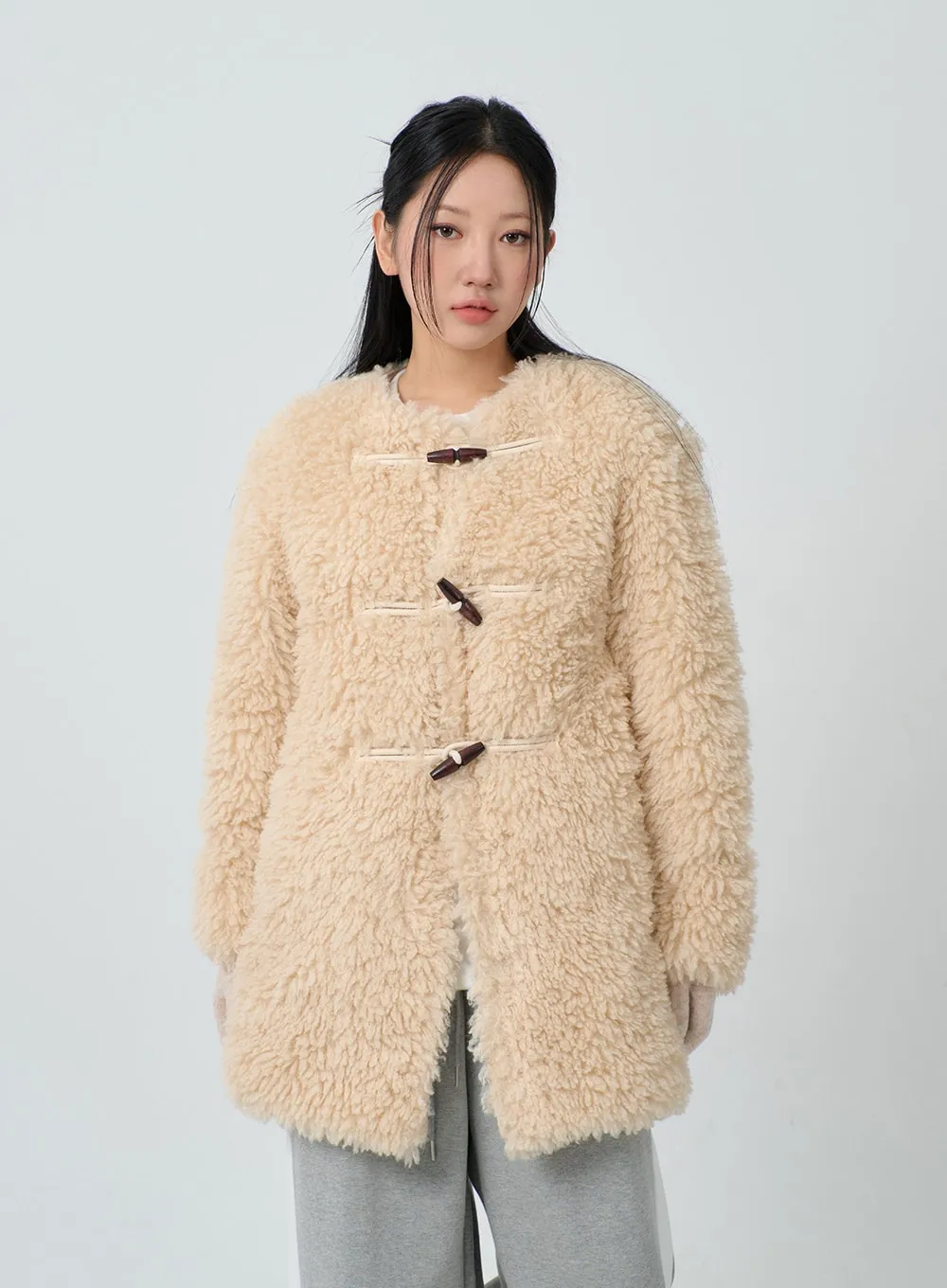 Faux Fur Button Midi Coat CJ302 sold by Lewkin