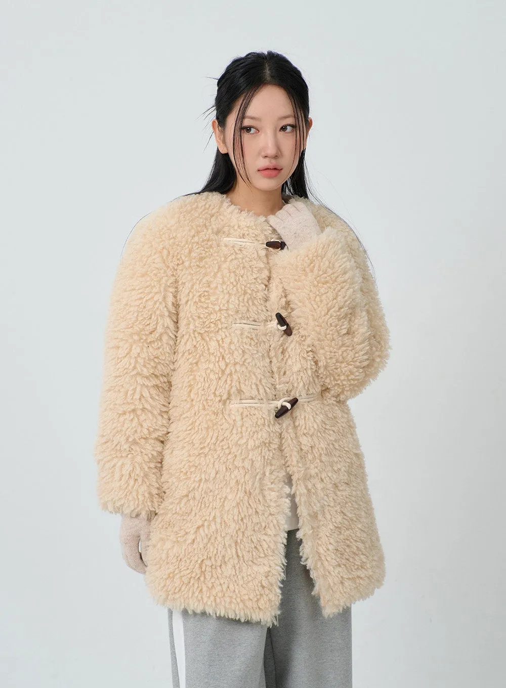 Faux Fur Button Midi Coat CJ302 sold by Lewkin product image thumbnail 4