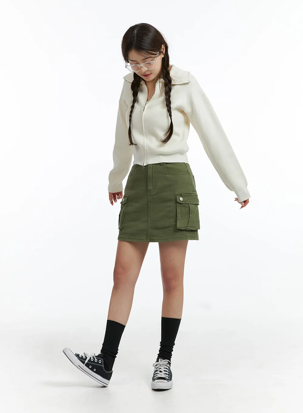 Denim High Waist Cargo Mini Skirt OJ415 sold by Lewkin product image thumbnail 4