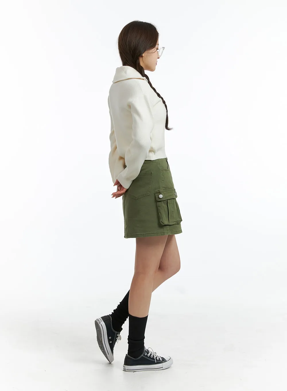 Denim High Waist Cargo Mini Skirt OJ415 sold by Lewkin product image thumbnail 5