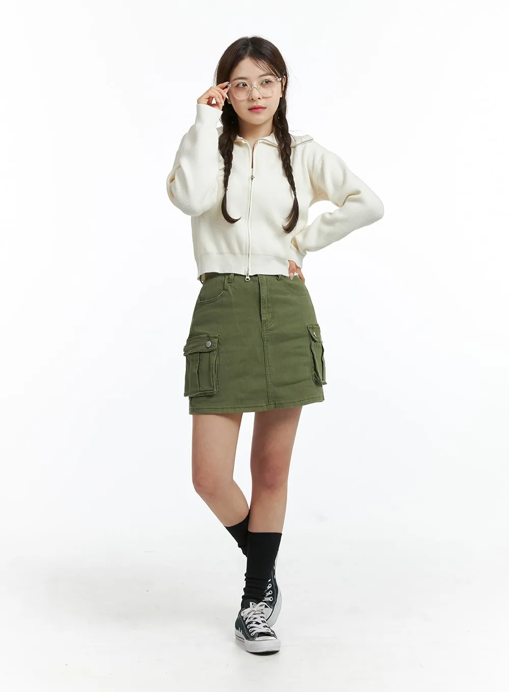 Denim High Waist Cargo Mini Skirt OJ415 sold by Lewkin product image thumbnail 2