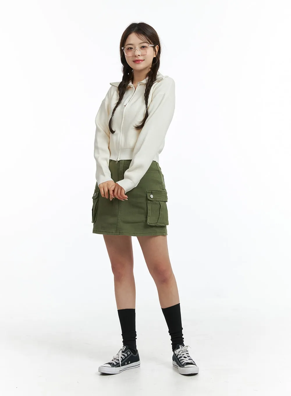 Denim High Waist Cargo Mini Skirt OJ415 sold by Lewkin product image thumbnail 3