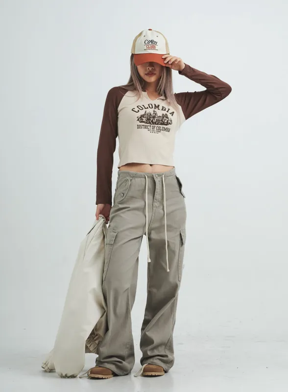String Cargo Wide Pants CS08 sold by Lewkin