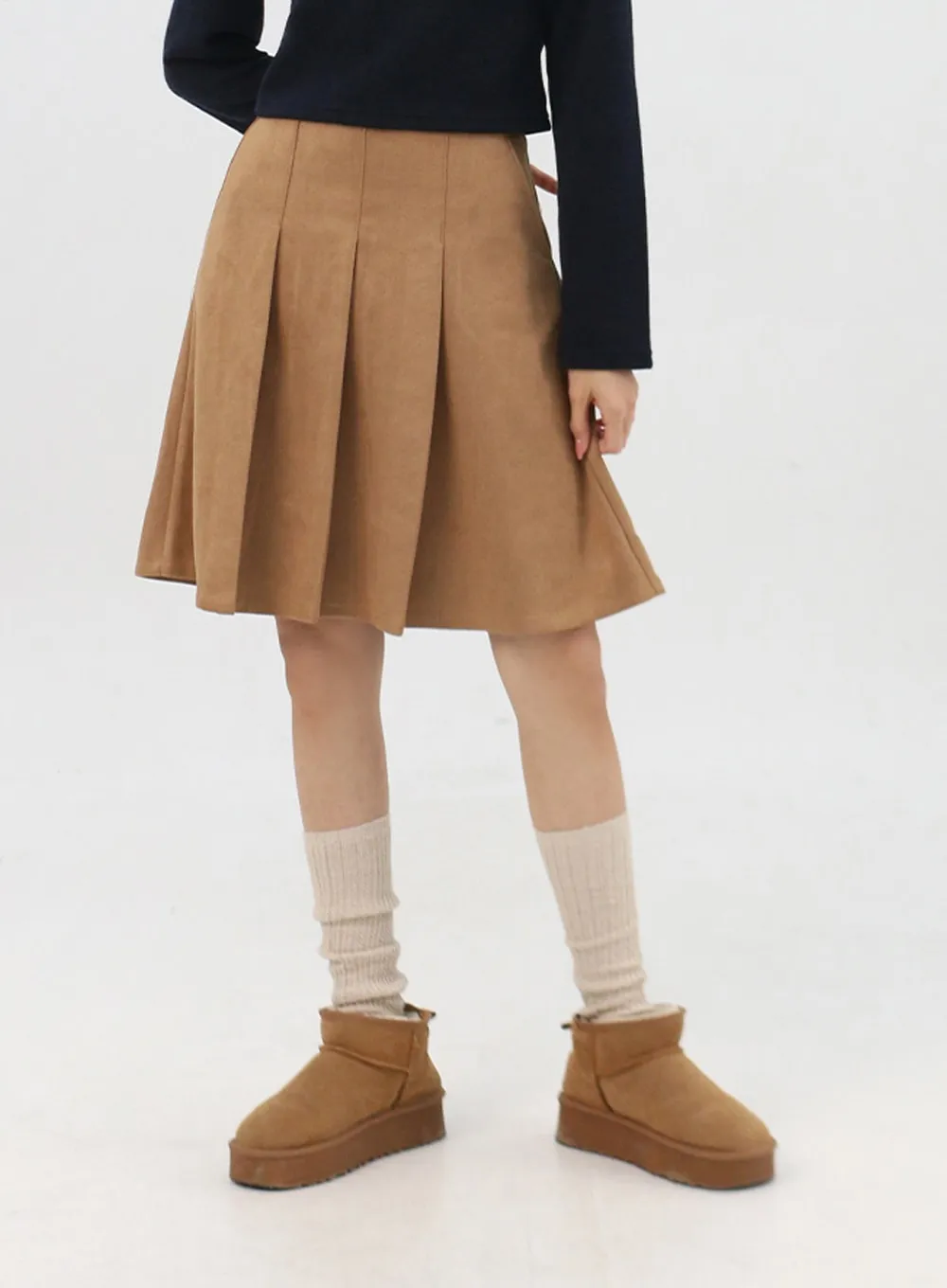 Suede Pleated Midi Skirt IN310 sold by Lewkin product image thumbnail 5