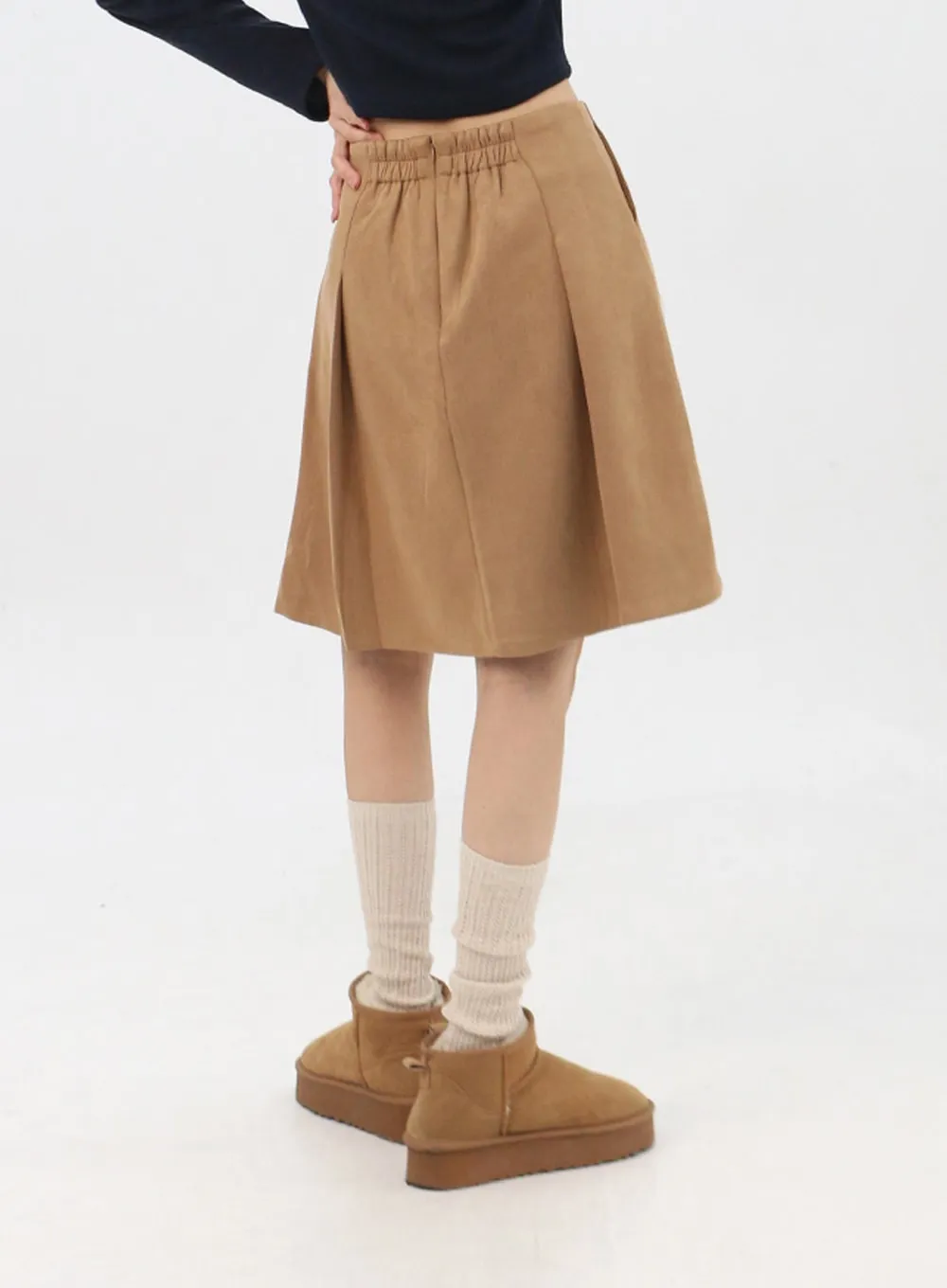 Suede Pleated Midi Skirt IN310 sold by Lewkin product image thumbnail 3