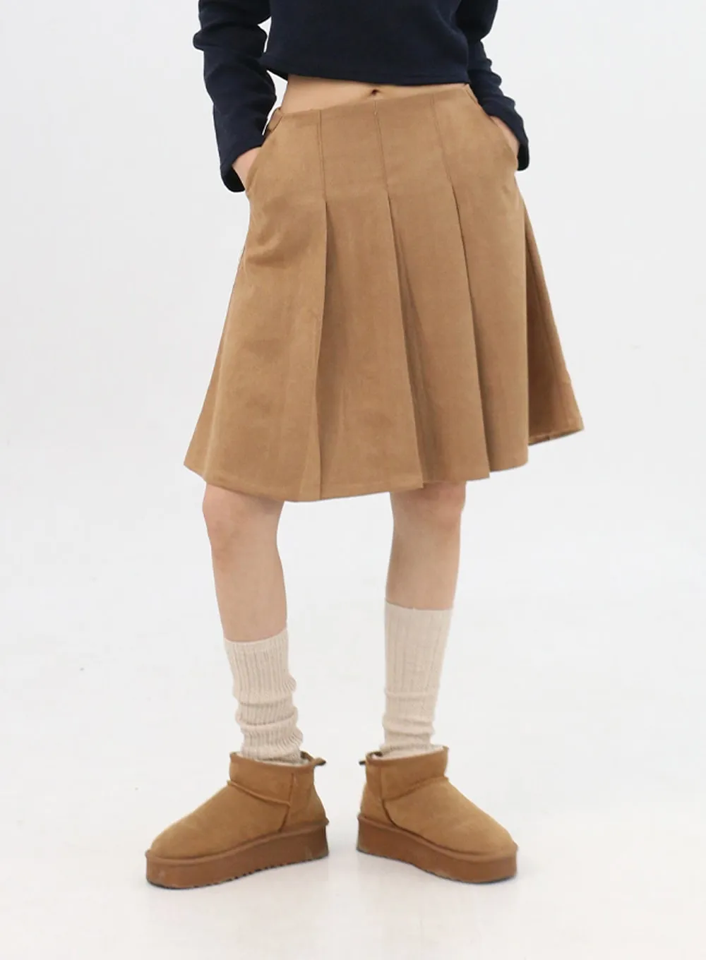 Suede Pleated Midi Skirt IN310 sold by Lewkin product image thumbnail 2