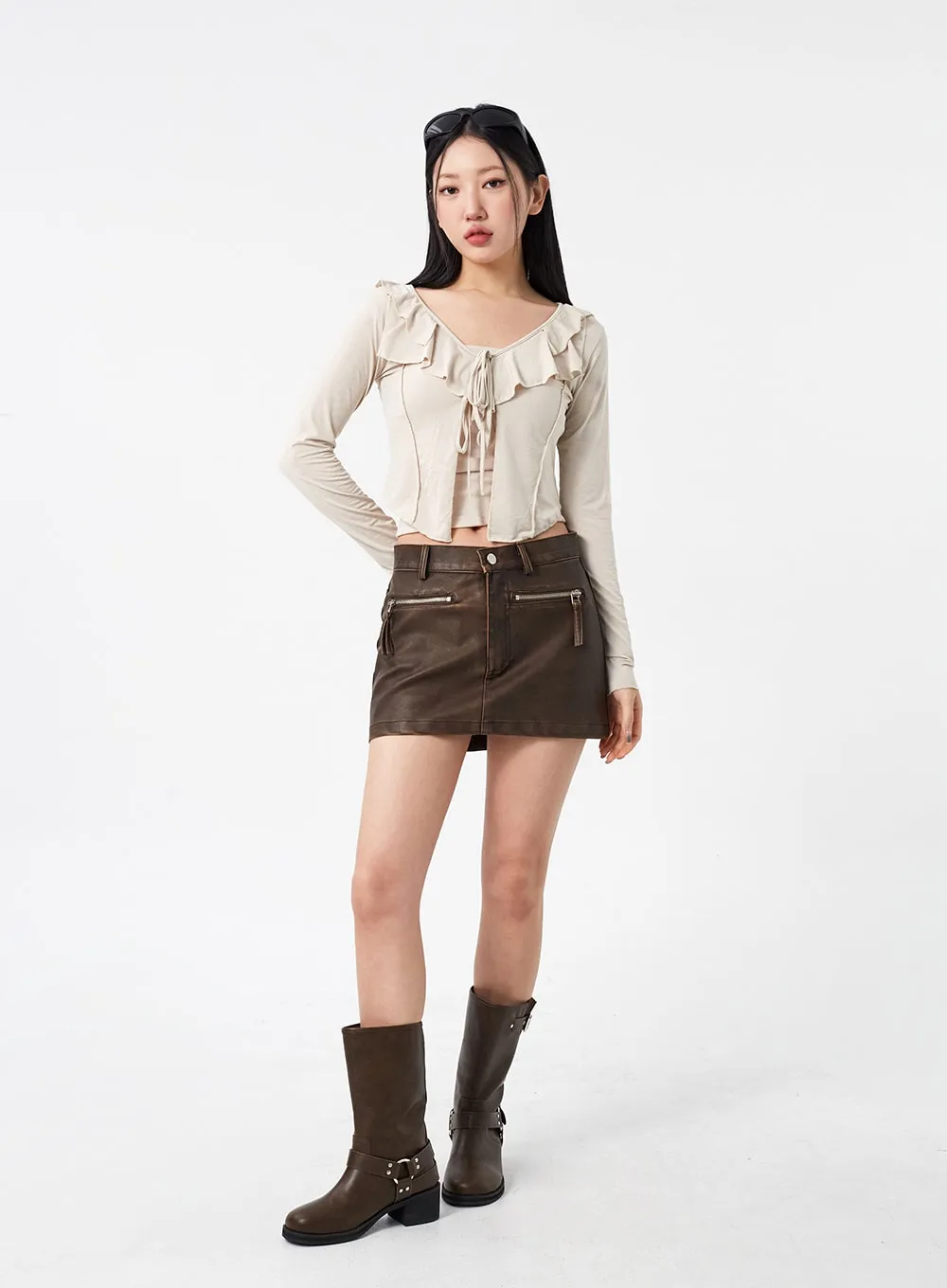 Faux Leather Mini Skirt CM316 sold by Lewkin product image thumbnail 3