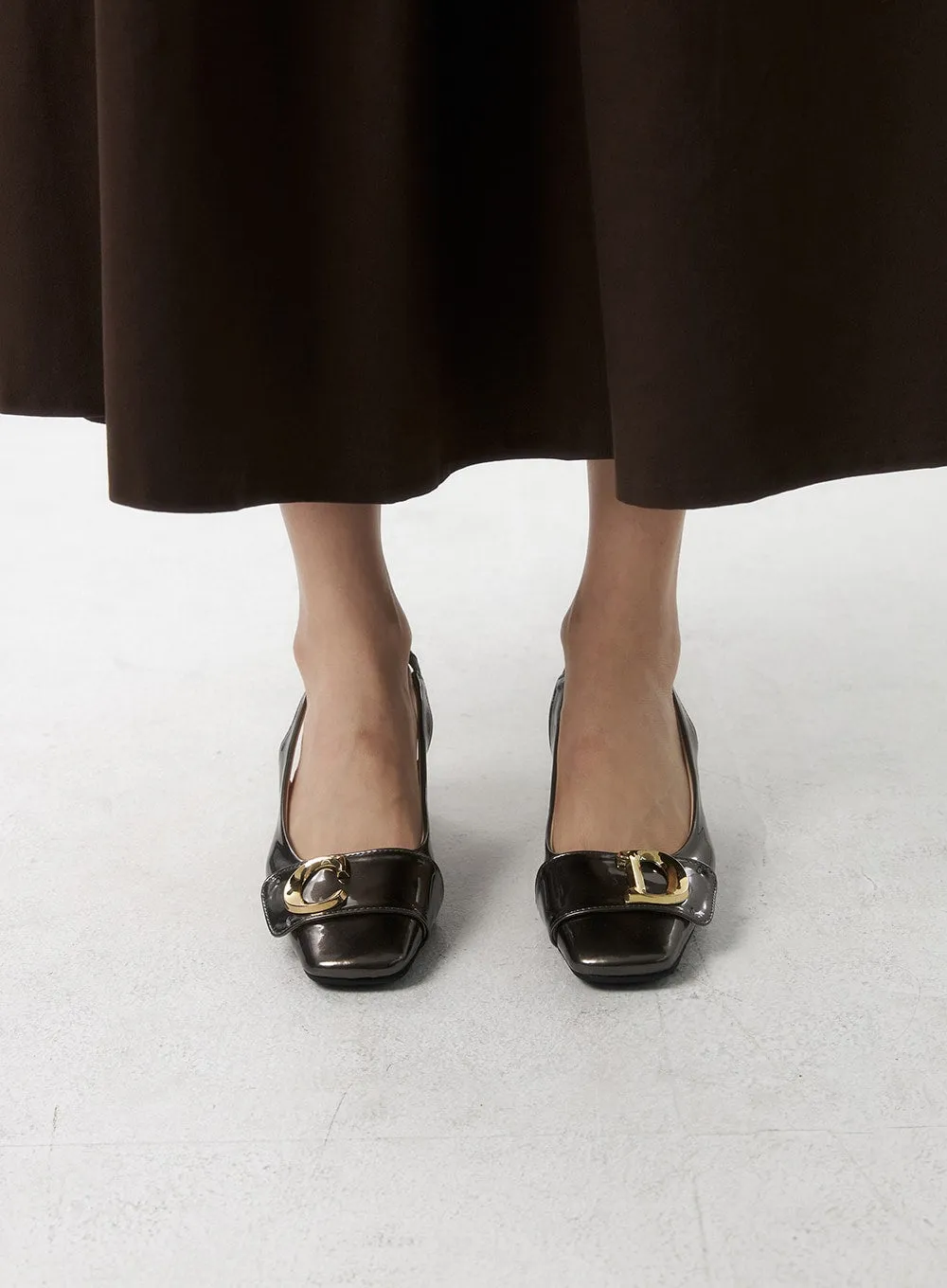 Faux Leather Sling Back Heels IS315 sold by Lewkin product image thumbnail 3