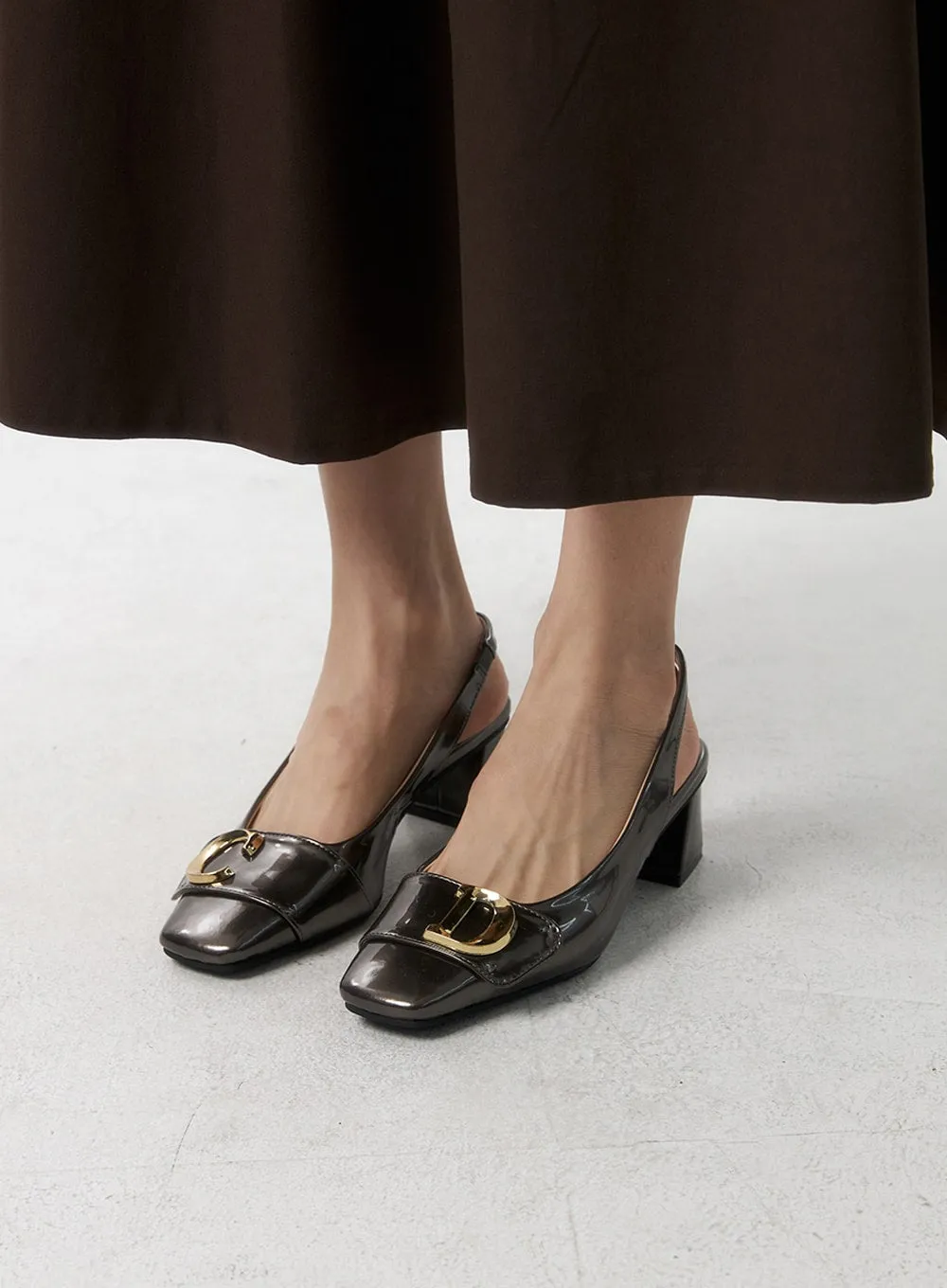 Faux Leather Sling Back Heels IS315 sold by Lewkin