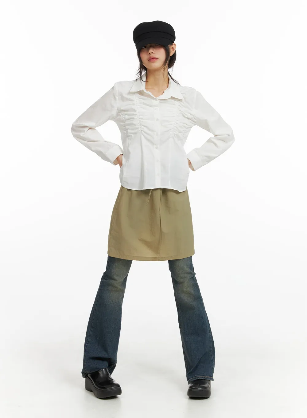 Mid Waist Drawstring Mini Skirt CM413 sold by Lewkin product image thumbnail 2