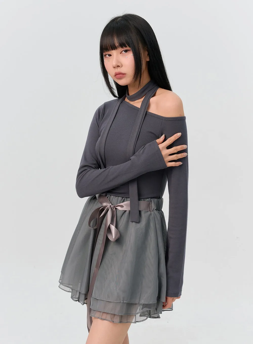 Chiffon Mini Skirt IN301 sold by Lewkin product image thumbnail 4