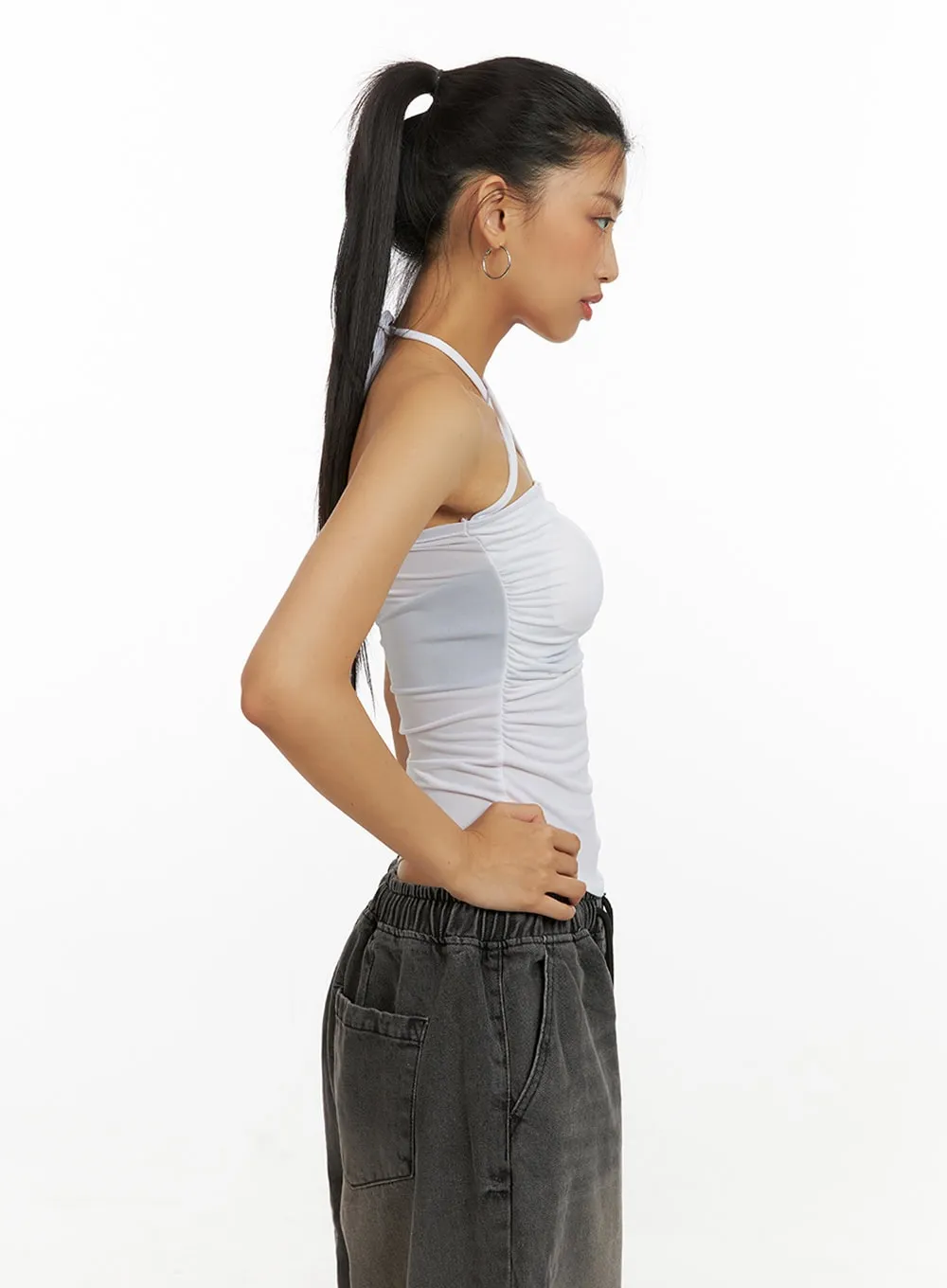 X-Strap Halter Crop Top IU412 sold by Lewkin product image thumbnail 5