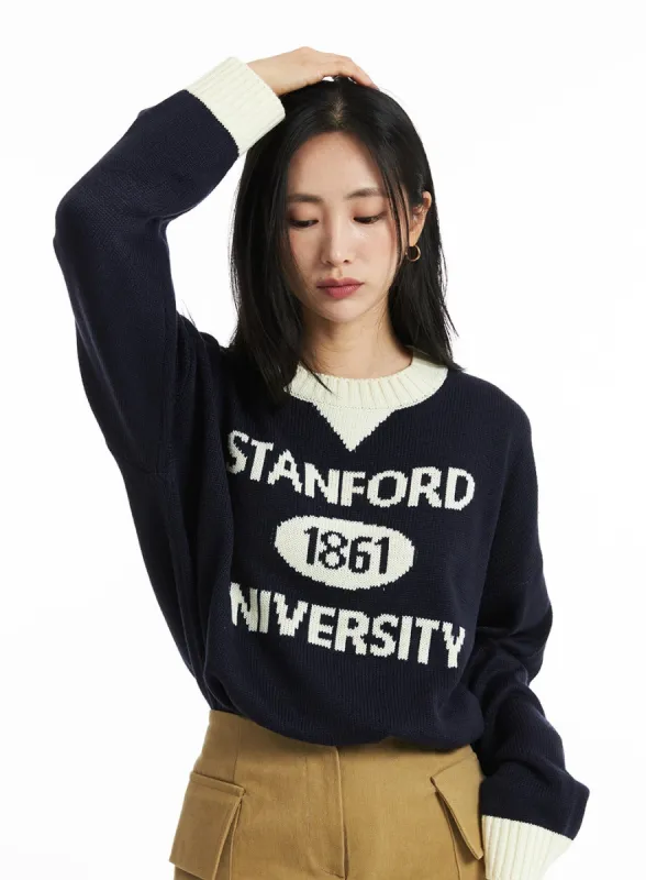 Lettering Long Sleeve Sweater OO323 sold by Lewkin