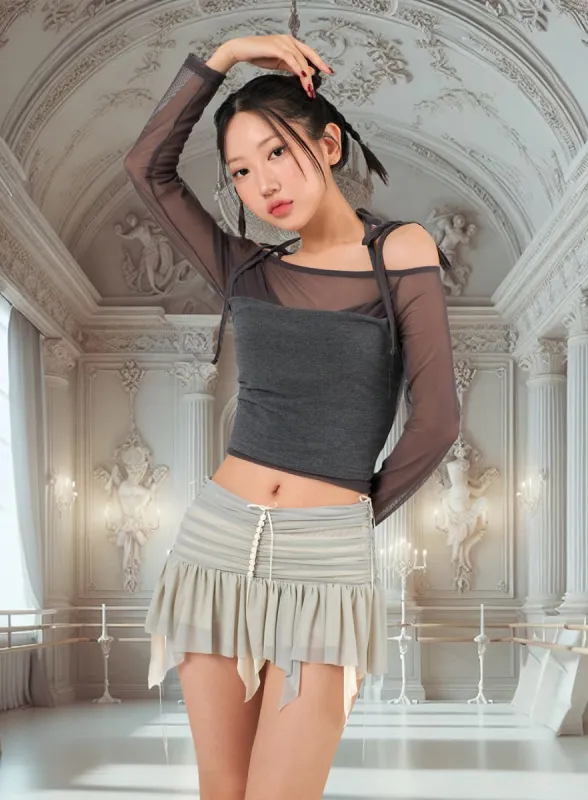 Fairy Ruffled Mesh Mini Skirt IJ402 sold by Lewkin