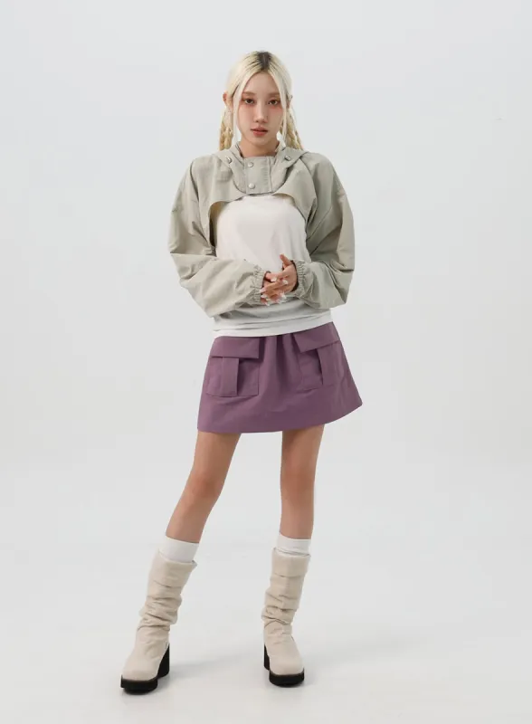 Nylon Mini Skirt With Pockets IS312 sold by Lewkin