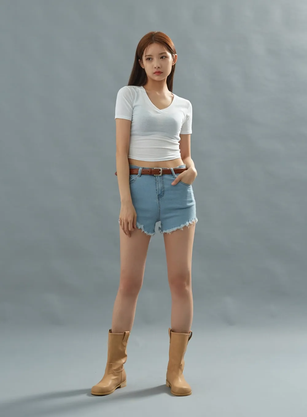 Isabella Cropped Short Denim Pants CU22 sold by Lewkin product image thumbnail 4