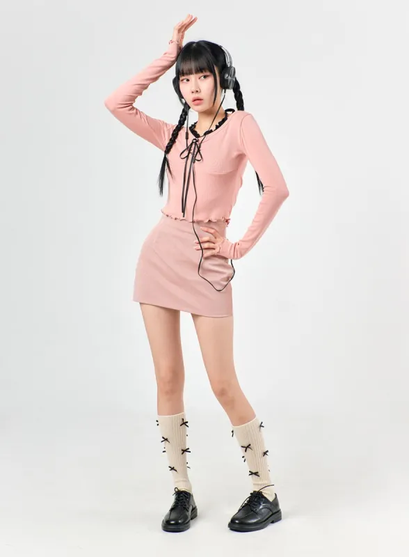 Faux Leather Mini Skirt IJ430 sold by Lewkin