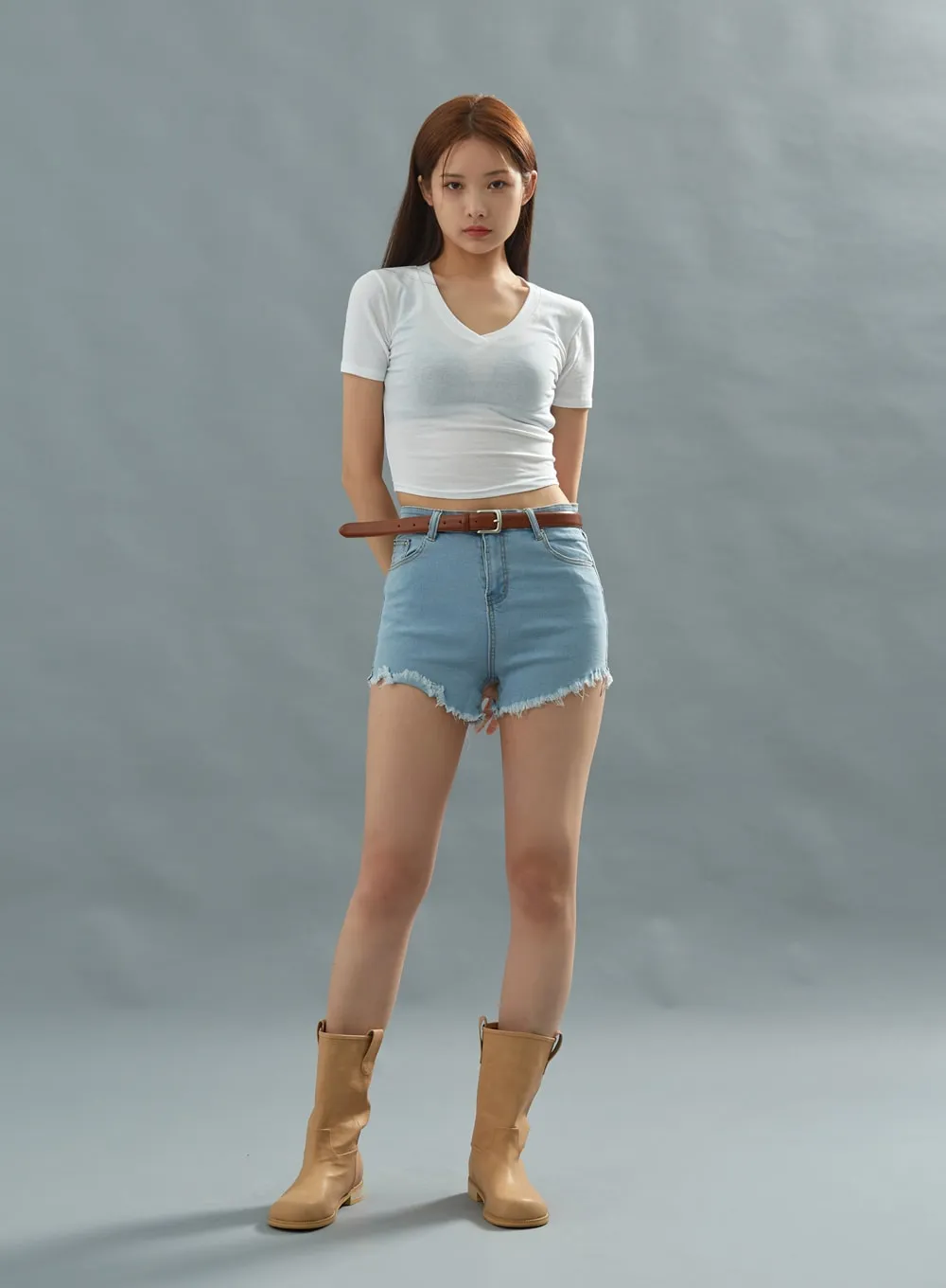 Isabella Cropped Short Denim Pants CU22 sold by Lewkin product image thumbnail 3