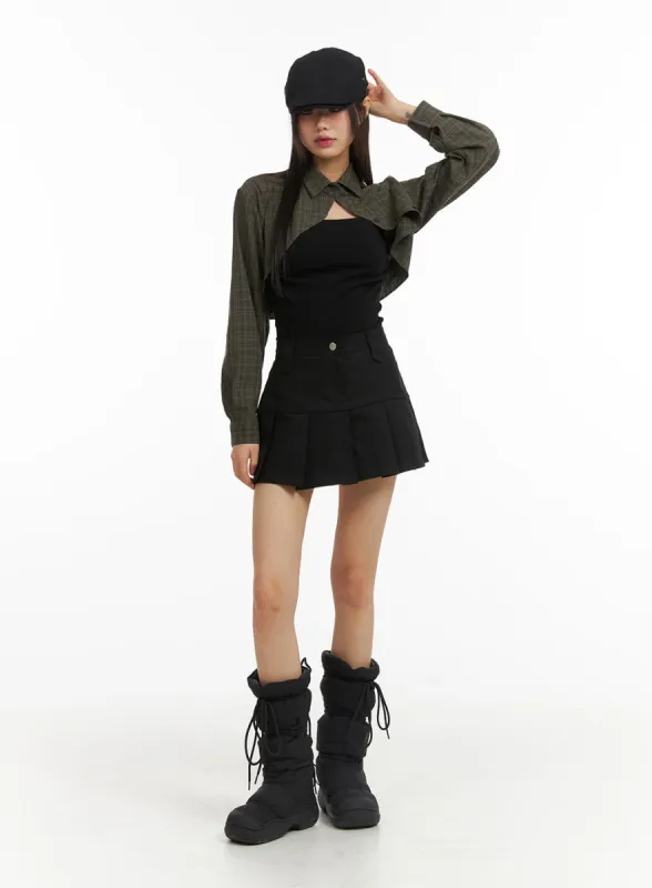 High Waist Pleated Mini Skirt CJ317 sold by Lewkin