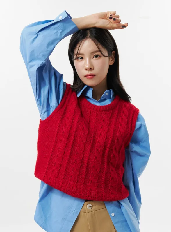 Cable Knit Vest OO312 sold by Lewkin