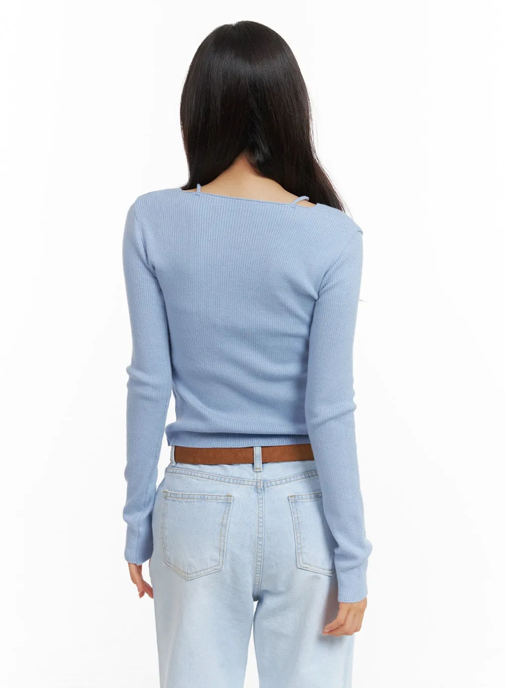 Square Halter Neck Knit Top OA419 sold by Lewkin product image thumbnail 4