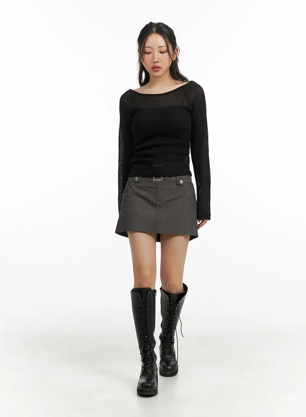 Wide Belt Mini Skirt CM426 sold by Lewkin product image thumbnail 2