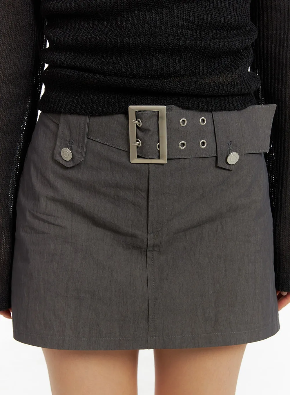 Wide Belt Mini Skirt CM426 sold by Lewkin product image thumbnail 3