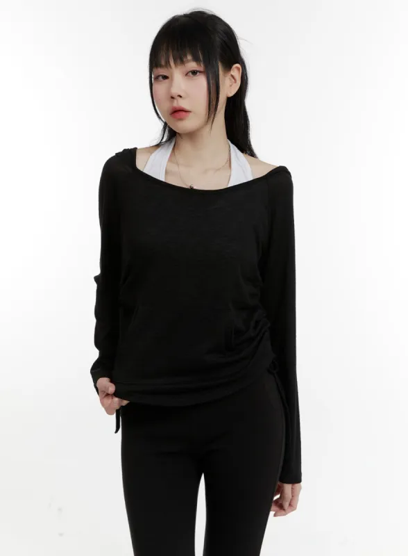 Boat Neck Slim Fit Hoodie CA401 sold by Lewkin