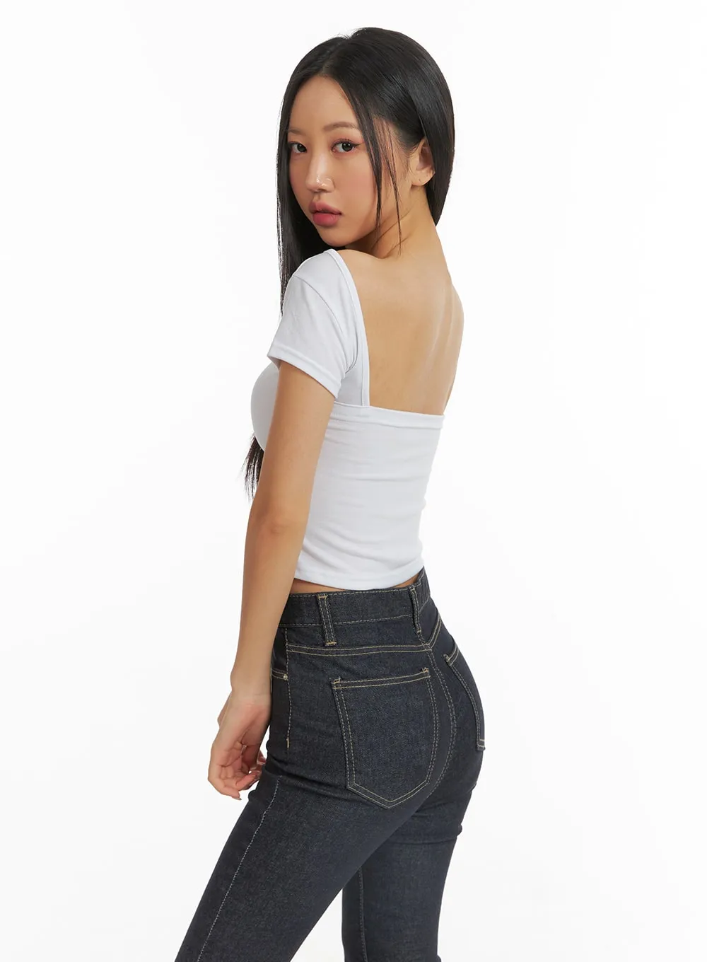 Backless Short Sleeve Tee CJ425 sold by Lewkin product image thumbnail 2