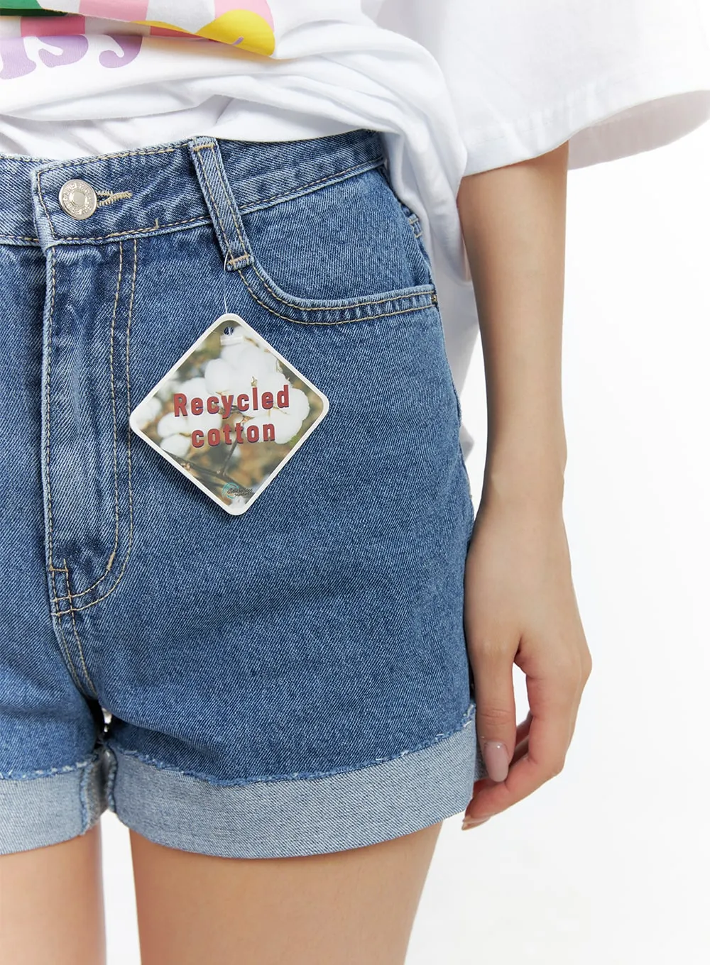 Recycled Denim Shorts OM428 sold by Lewkin product image thumbnail 2