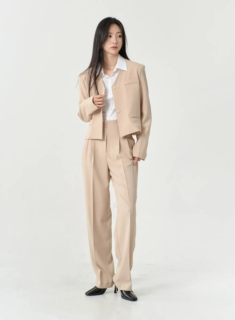 High Waist Pintuck Wide Leg Tailored Pants OS13 sold by Lewkin