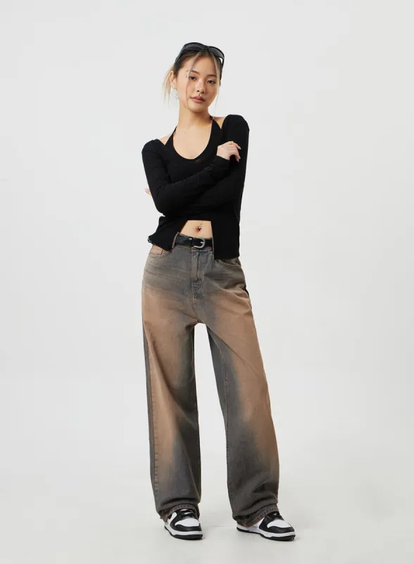 Brown Wash Jeans CM303 sold by Lewkin