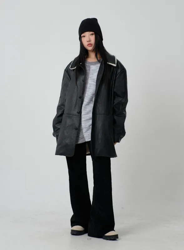 Corduroy Bootcut Pants CJ304 sold by Lewkin